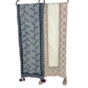 Vrisa Hand Made in India Cotton Embroidered Scarfs Dupatta Lot of 2